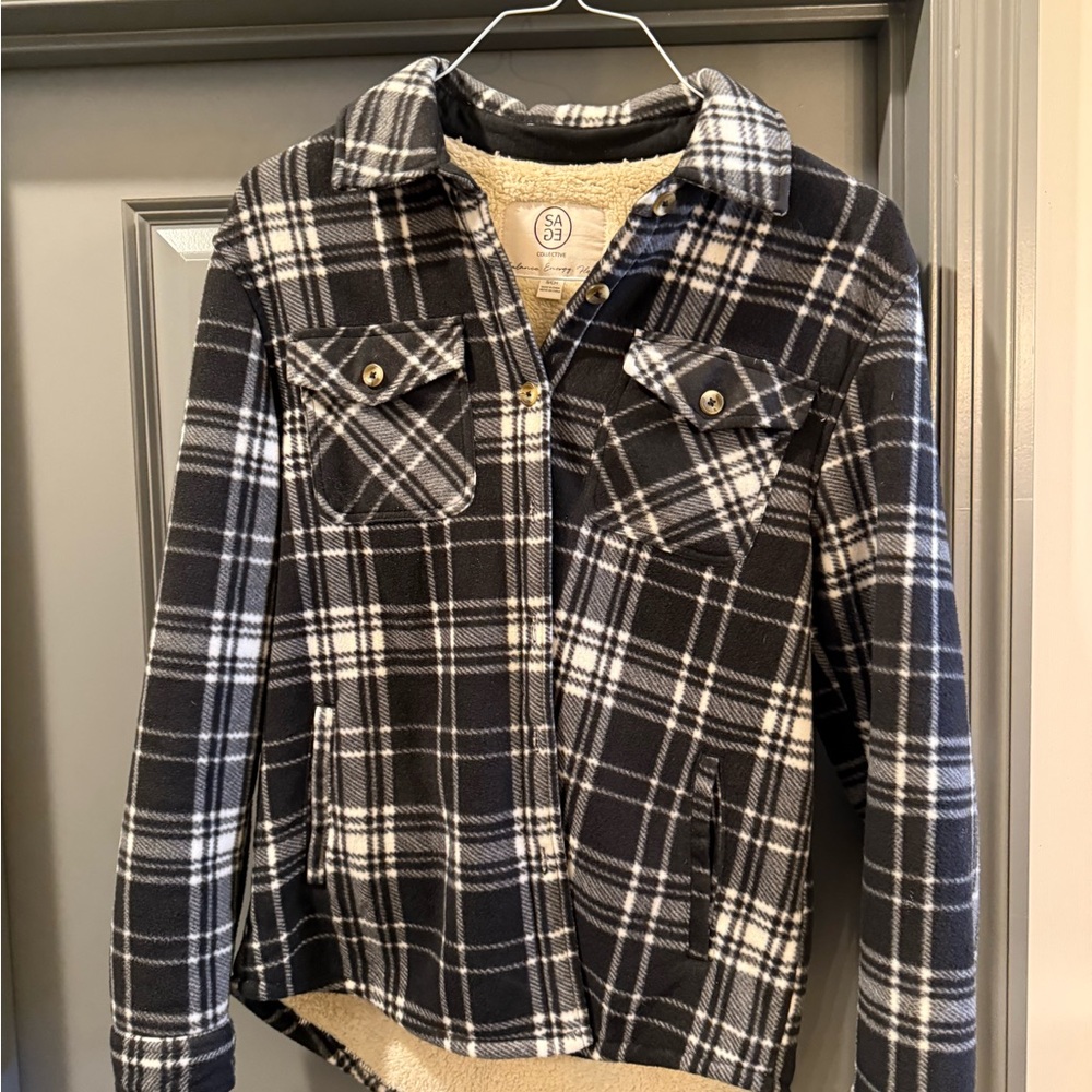 Black and White Plaid Fully Lined Shacket